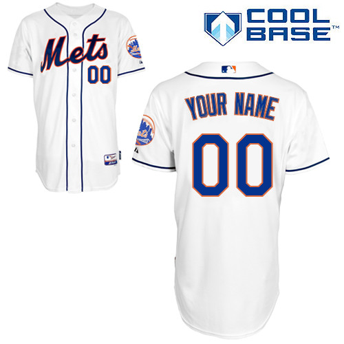 Customized New York Mets MLB Jersey-Men's Authentic Alternate 2 White Cool Base Baseball Jersey